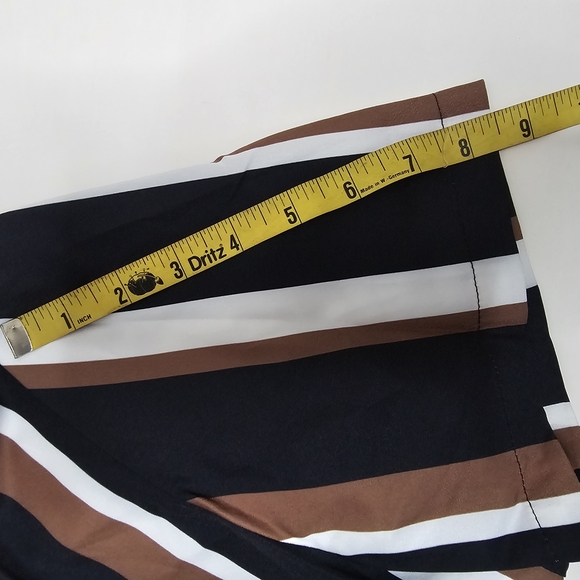 Men's Striped Casual Button Down Shirt - Navy, Brown, and White - Picture 6 of 7